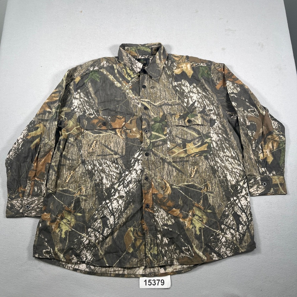 RedHead Shirt Men 2XL Brown Real Tree Camouflage Cotton Hiking Hunting Button Up